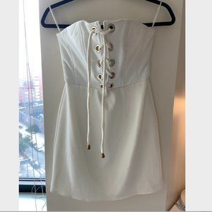 NBD White Lace Up Dress